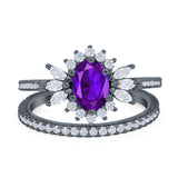 Two Piece Oval Natural Stone Bridal Ring