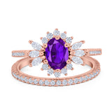 Two Piece Oval Natural Stone Bridal Ring