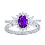 Two Piece Oval Natural Stone Bridal Ring