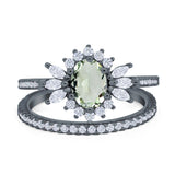 Two Piece Oval Natural Stone Bridal Ring