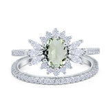 Two Piece Oval Natural Stone Bridal Ring