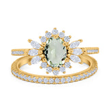 Two Piece Oval Natural Stone Bridal Ring