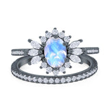 Two Piece Oval Natural Stone Bridal Ring
