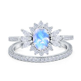 Two Piece Oval Natural Stone Bridal Ring