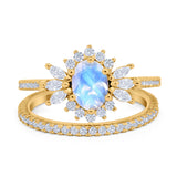 Two Piece Oval Natural Stone Bridal Ring