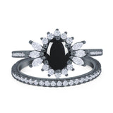 Two Piece Oval Natural Stone Bridal Ring