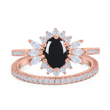 Two Piece Oval Natural Stone Bridal Ring