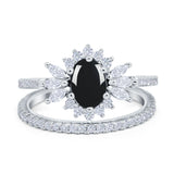 Two Piece Oval Natural Stone Bridal Ring