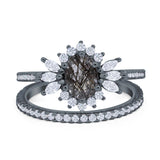 Two Piece Oval Natural Stone Bridal Ring