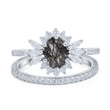 Two Piece Oval Natural Stone Bridal Ring