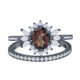 Two Piece Oval Natural Stone Bridal Ring