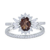 Two Piece Oval Natural Stone Bridal Ring