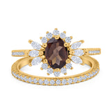 Two Piece Oval Natural Stone Bridal Ring
