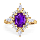 Vintage Style Oval Natural Stone Ring