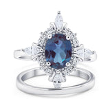 Two Piece Oval Natural Stone Bridal Ring