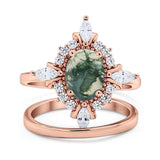 Two Piece Oval Natural Stone Bridal Ring