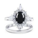 Two Piece Oval Natural Stone Bridal Ring