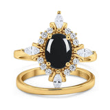 Two Piece Oval Natural Stone Bridal Ring