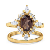 Two Piece Oval Natural Stone Bridal Ring