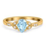 Pear Teardrop Natural Stone Floral Ring