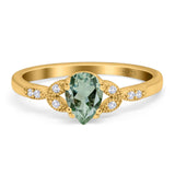 Pear Teardrop Natural Stone Floral Ring