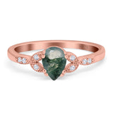 Pear Teardrop Natural Stone Floral Ring