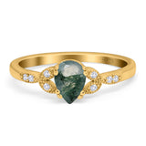 Pear Teardrop Natural Stone Floral Ring