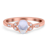 Pear Teardrop Natural Stone Floral Ring