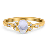 Pear Teardrop Natural Stone Floral Ring