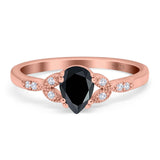 Pear Teardrop Natural Stone Floral Ring