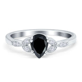 Pear Teardrop Natural Stone Floral Ring