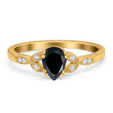 Pear Teardrop Natural Stone Floral Ring