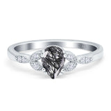 Pear Teardrop Natural Stone Floral Ring