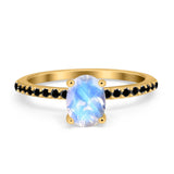 Art Deco Oval Natural Stone Wedding Ring