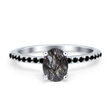 Art Deco Oval Natural Stone Wedding Ring