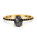 Art Deco Oval Natural Stone Wedding Ring
