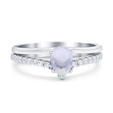 Art Deco Pear Natural Stone Wedding Ring