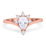Pear Teardrop Natural Stone Chevron Ring