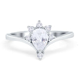Pear Teardrop Natural Stone Chevron Ring