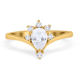 Pear Teardrop Natural Stone Chevron Ring