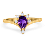 Pear Teardrop Natural Stone Chevron Ring