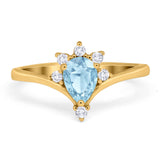 Pear Teardrop Natural Stone Chevron Ring