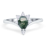 Pear Teardrop Natural Stone Chevron Ring