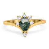 Pear Teardrop Natural Stone Chevron Ring