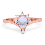 Pear Teardrop Natural Stone Chevron Ring