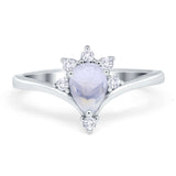Pear Teardrop Natural Stone Chevron Ring