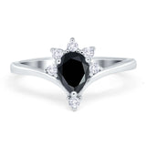 Pear Teardrop Natural Stone Chevron Ring