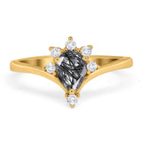 Pear Teardrop Natural Stone Chevron Ring