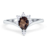 Pear Teardrop Natural Stone Chevron Ring
