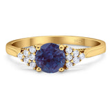Art Deco Round Natural Stone Wedding Ring